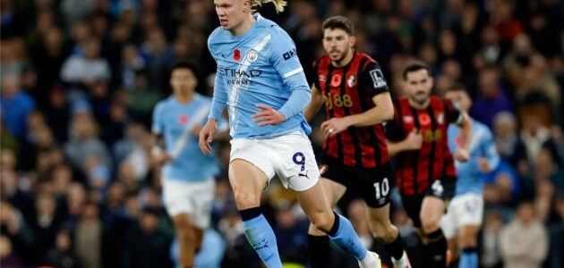 الصورة المميزة لـ: أهداف هالاند تضيء الاتحاد: مانشستر سيتي يكتسح بورنموث ويصعد لوصافة الدوري الإنجليزي