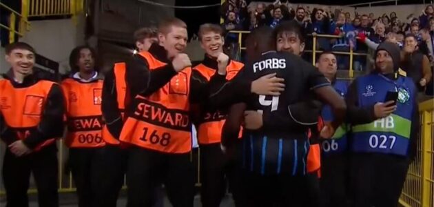 الصورة المميزة لـ: هدف كارلوس فوربس الصاروخي يمنح كلوب بروج التقدم على برشلونة في دوري أبطال أوروبا