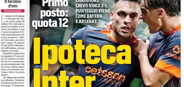 الصورة المميزة لـ: صحف اليوم: إنتر ميلان يتصدر، أتالانتا الساحر، ودي روسي في مهمة إنقاذ مع جنوى