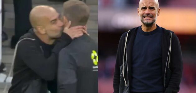 الصورة المميزة لـ: لحظة طريفة: بيب جوارديولا يقبل الحكم الرابع في قمة مانشستر سيتي وأرسنال