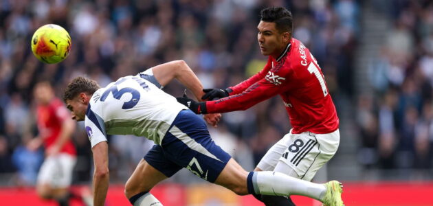 الصورة المميزة لـ: كاسيميرو: 100% تمريرات طويلة وعرضيات واستعادة كرات… نجم يونايتد يتألق ضد توتنهام