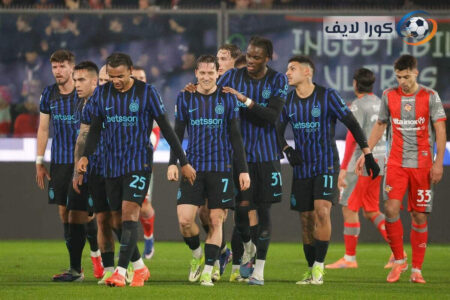 لاعبو إنتر يحتفلون بهدفي الانتصار في مباراة كالتشيو بينما مشهد احتفالي لاوليمبيك ليون بعد الفوز