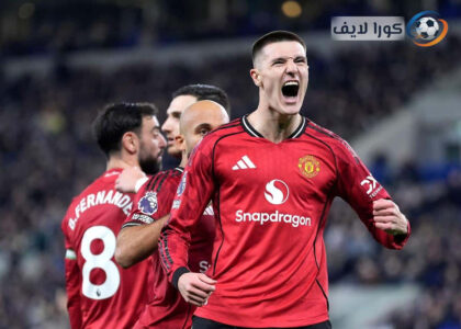 بنجامين سيسكو يحتفل بهدفه الحاسم لمانشستر يونايتد ضد إيفرتون