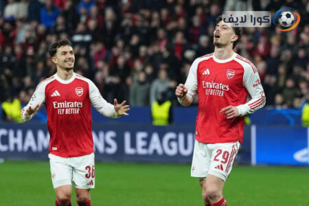 كاي هافرتز يحتفل بهدفه مع أرسنال ضد باير ليفركوزن في دوري أبطال أوروبا